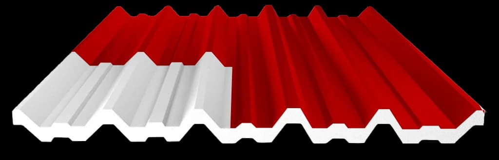 Telha Termoacústica Semi Sanduíche EPS e PIR - Vermelho