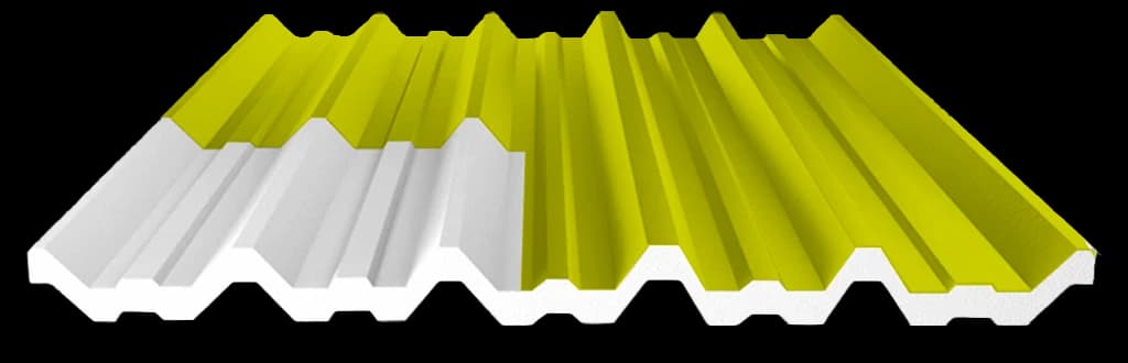 Telha Termoacústica Semi Sanduíche EPS e PIR - Amarelo