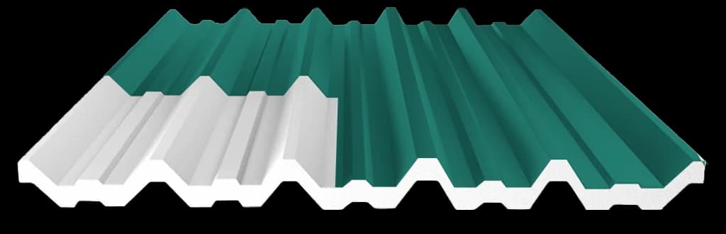 Telha Termoacústica Semi Sanduíche EPS e PIR - Verde Escuro