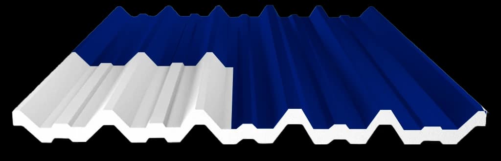 Telha Termoacústica Semi Sanduíche EPS e PIR - Azul Del Rey