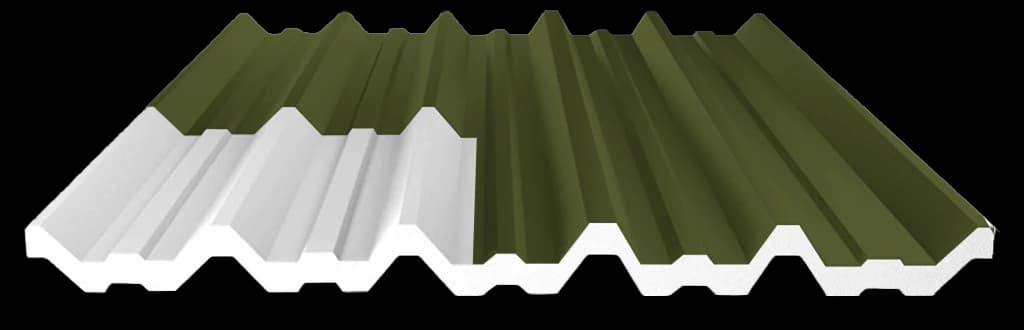 Telha Termoacústica Semi Sanduíche EPS e PIR - Verde Militar