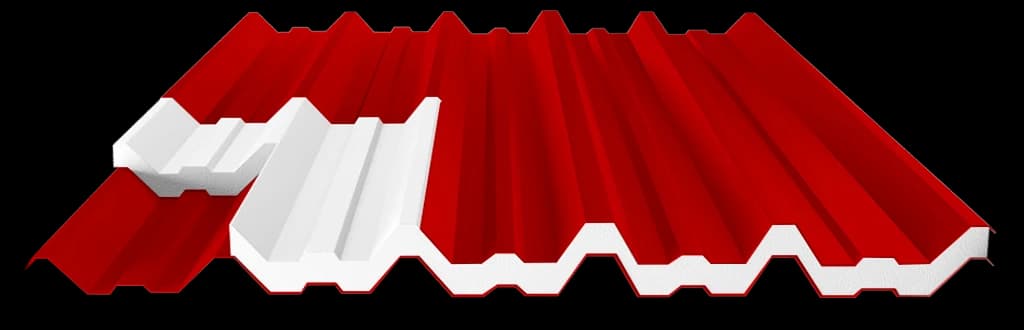 Telha Termoacústica Sanduíche EPS e PIR - Vermelho