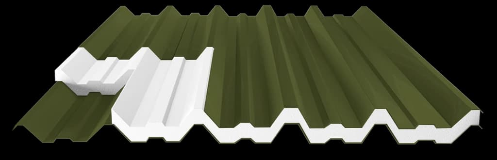 Telha Termoacústica Sanduíche EPS e PIR - Verde Militar