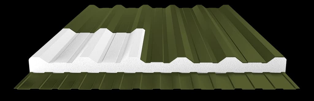 Telha Termoacústica Bandeja Forro EPS e PIR - Verde Militar